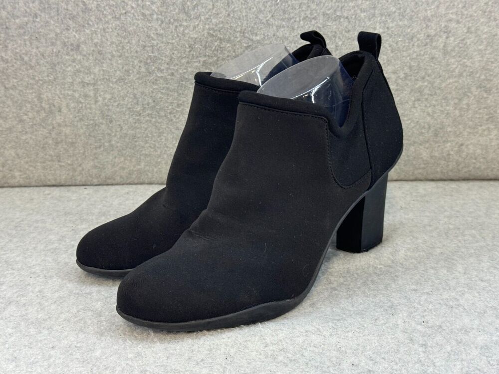 AK Anne Klein Sport Kerry - Black Round Toe PULL ON Ankle Bootie Heels - 10M